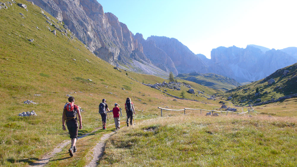 P1010415.JPG - Erich kannte die Route noch nicht und wollte den wertvollen Zeitpuffer nicht mit Geknipse verplempern. Das ist angesichts der Ernsthaftigkeit solcher Routen, wo ein Verhauer Stunden kosten kann, die absolut notwendige Herangehensweise. Deshalb gibt's weiter keine Fotos aus der Route, sorry. Die herrlichen Almwiesen konnte ich auch unter dem Gehen schießen :-)